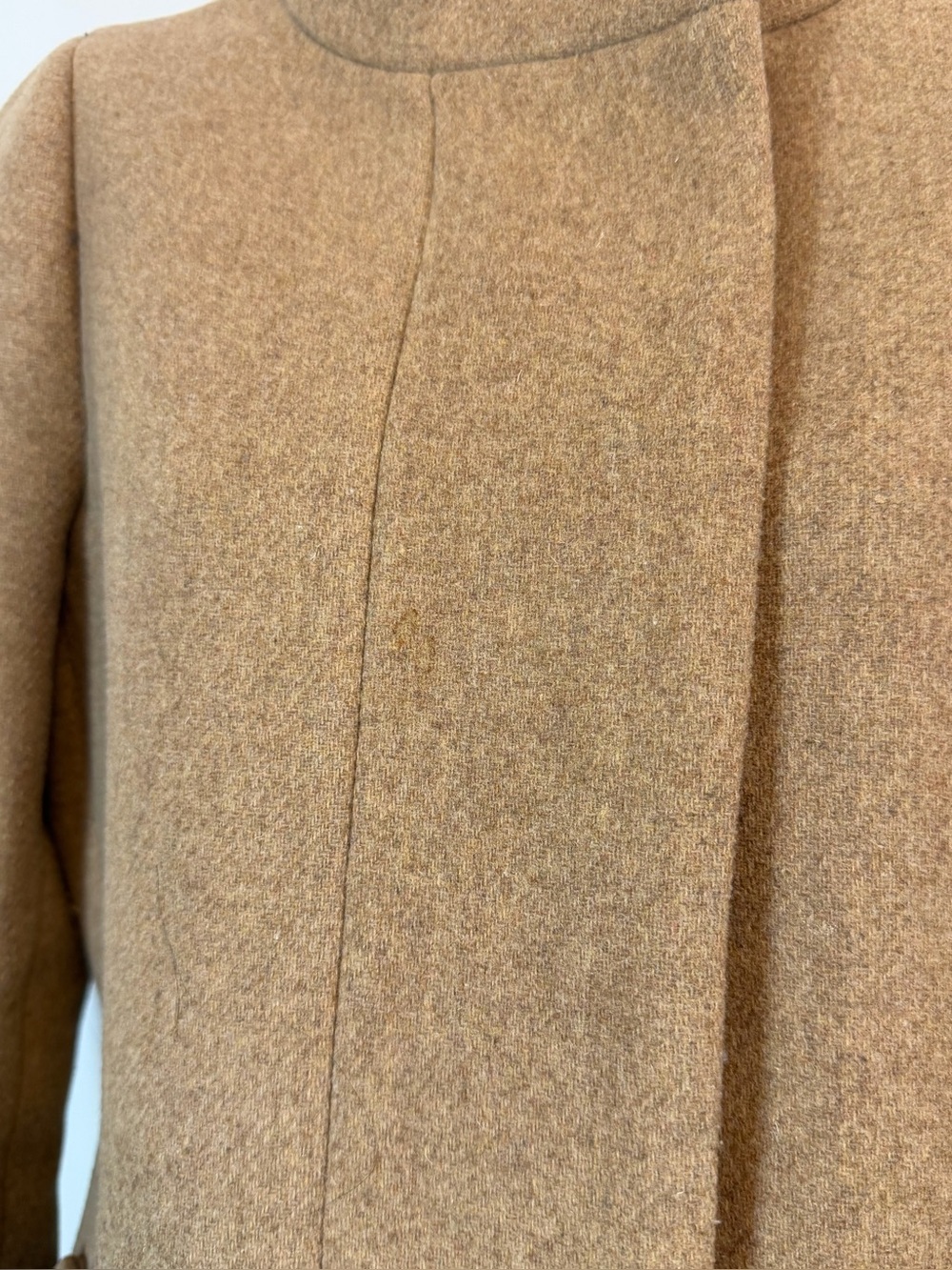 J. Crew Mercantile Camel Stand-Collar Wool Zip Front Pea Coat - Picture 8 of 9